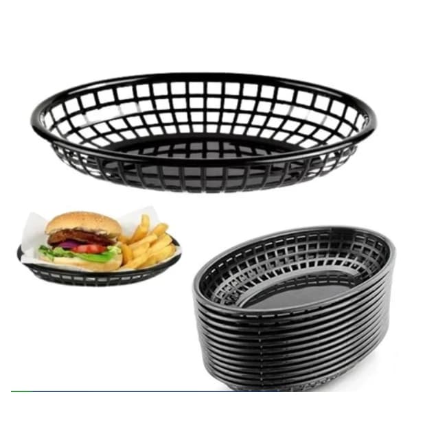 Kit Cestinha Organizadora Oval Para Servir Lanche Bar Pastelaria Fritas Porção