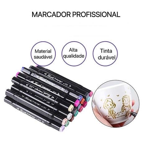 Kit Canetinhas Touch Marcadoras Ponta Dupla 36 a 100 Cores | Canetas Coloridas para Desenho Colorir | Estojo Incluso
