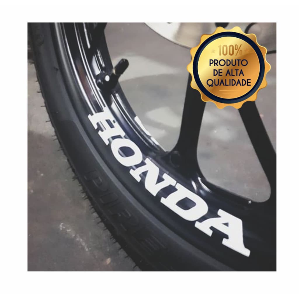 Adesivos para Roda de Moto Liga Leve Brancos Kit com 8 Adesivos