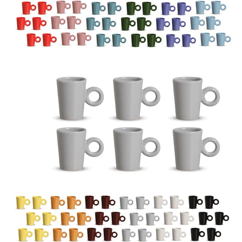Kit 6 Canecas Xícaras Cônica Café Cerâmica 70mL 12 Cores