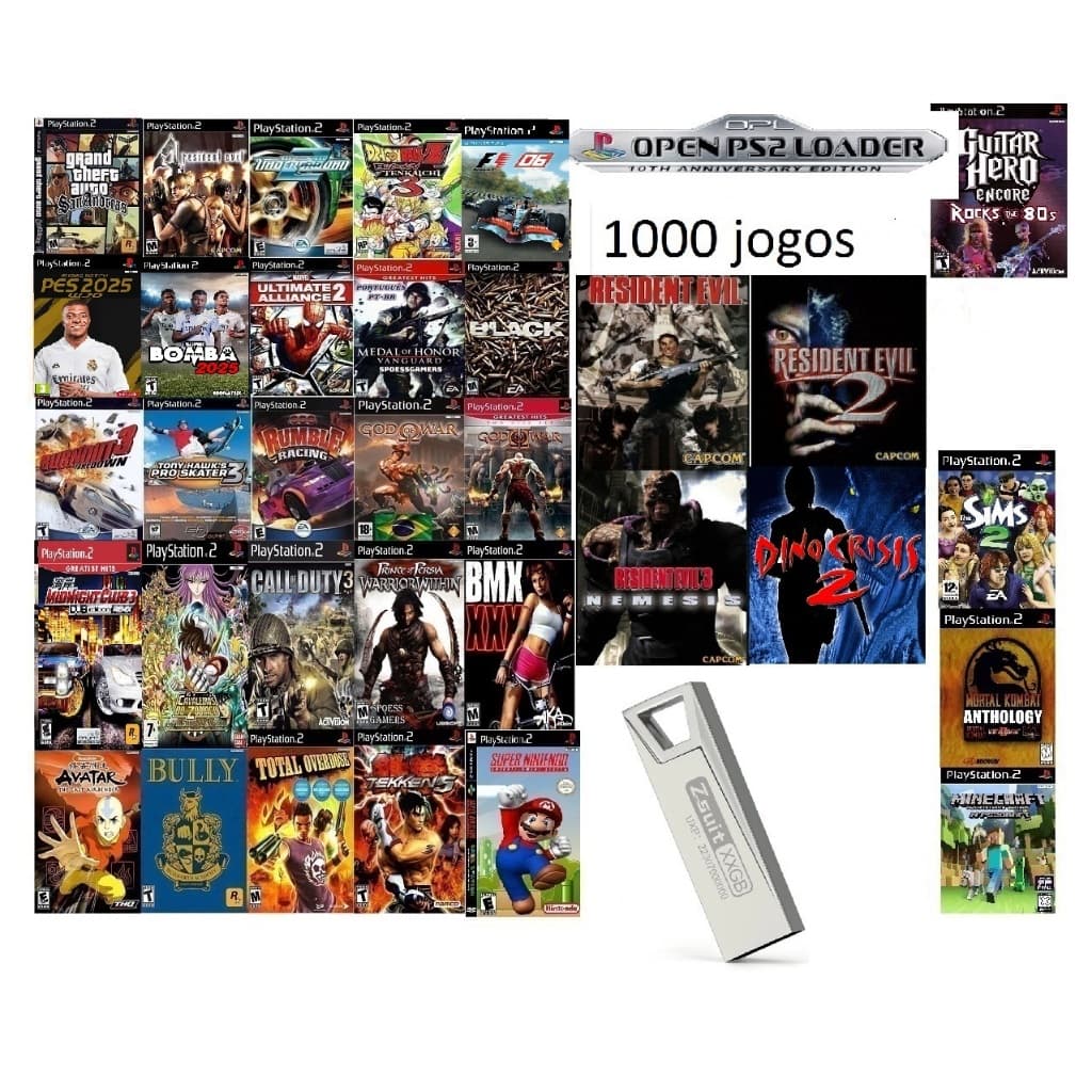 Pen Drive 64gb com Jogos Ps2 Ps1 Super Nintendo para OPL
