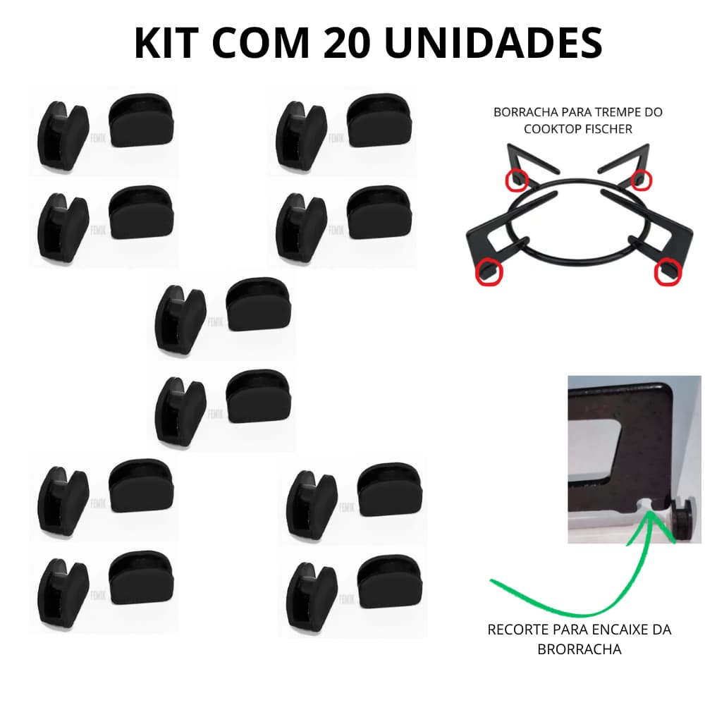 Borracha da Trempe Grade Grelha Cooktop Fogão Fischer - 20 Peças