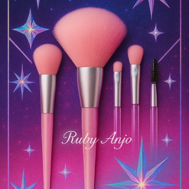 Kit 5 Pincéis de Maquiagem Ruby Anjo – Cerdas Macias, Look Profissional e Muito Estilo!