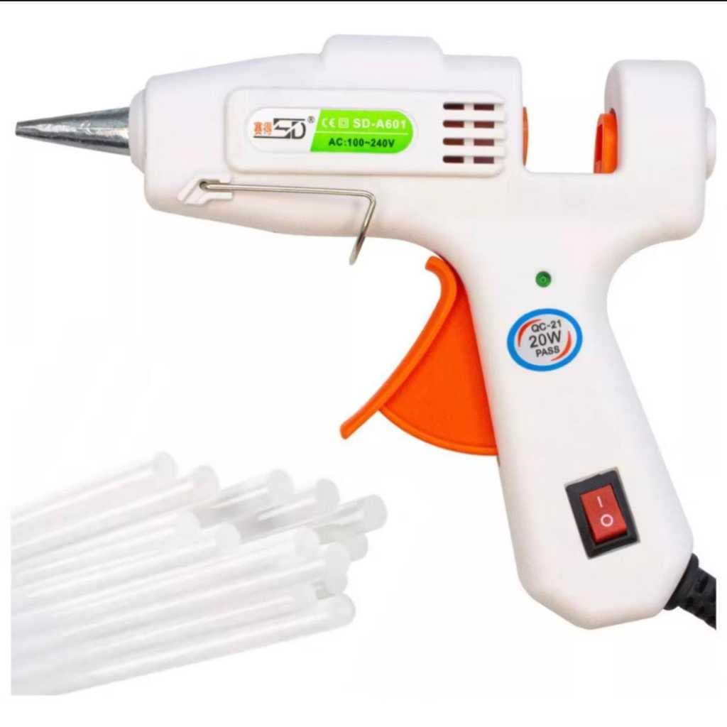 Kit Aplicador de Cola Quente bico fino 0.7mm Bivolt, com Botão Liga e Desliga