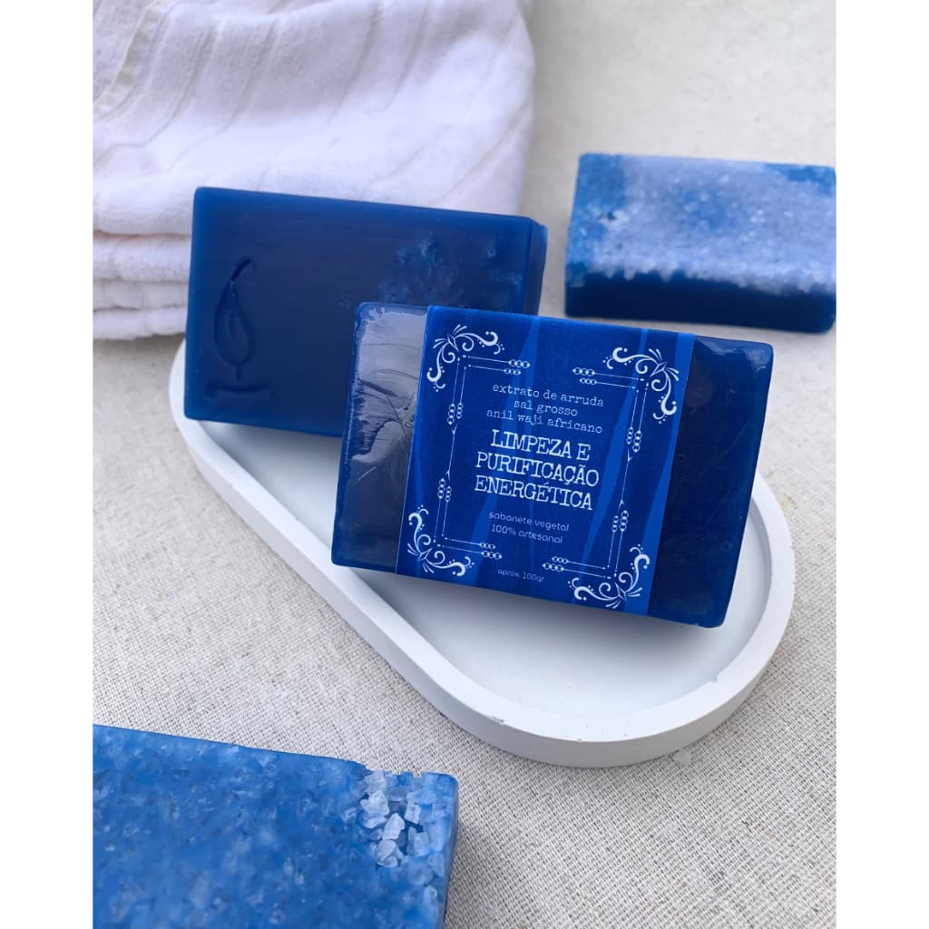 Sabonete Anil e Sal Grosso 100g | Limpeza Energética Purificação Descarrego | com Arruda | Hidratante Artesanal Vegano