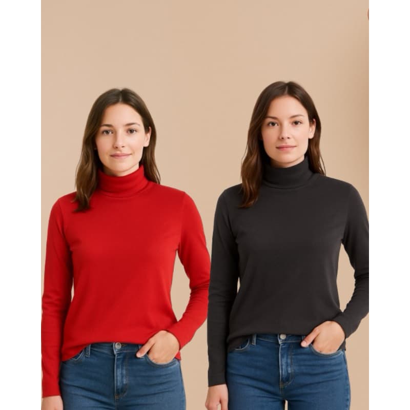 Kit Com 2 Cacharrel Gola Alta Feminina Básica Lisa Segunda Pele Outono Inverno