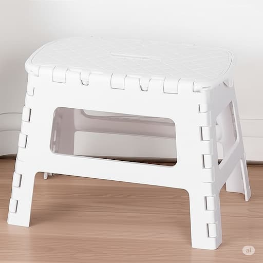 Banqueta Banco Multiuso Retrátil Dobrável Branca - 150kg