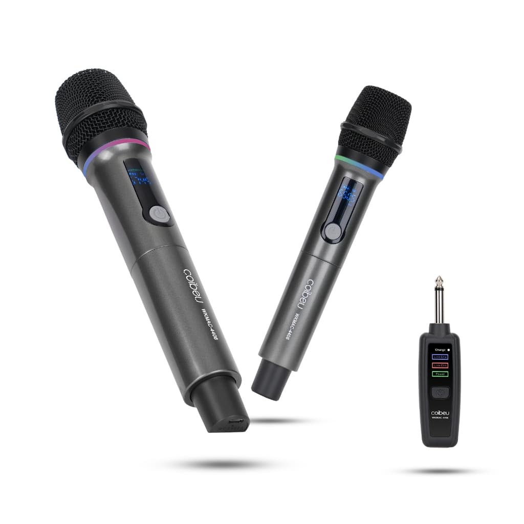 COIBEU Microfones 2 em um grupo Microfones sem fio com luzes RGB podem ser carregados