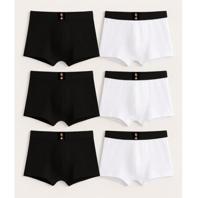 KIT 10 Cuecas Boxer Box Adulto Preta e Branca Microfibra Premium com Forro 100% Algodão