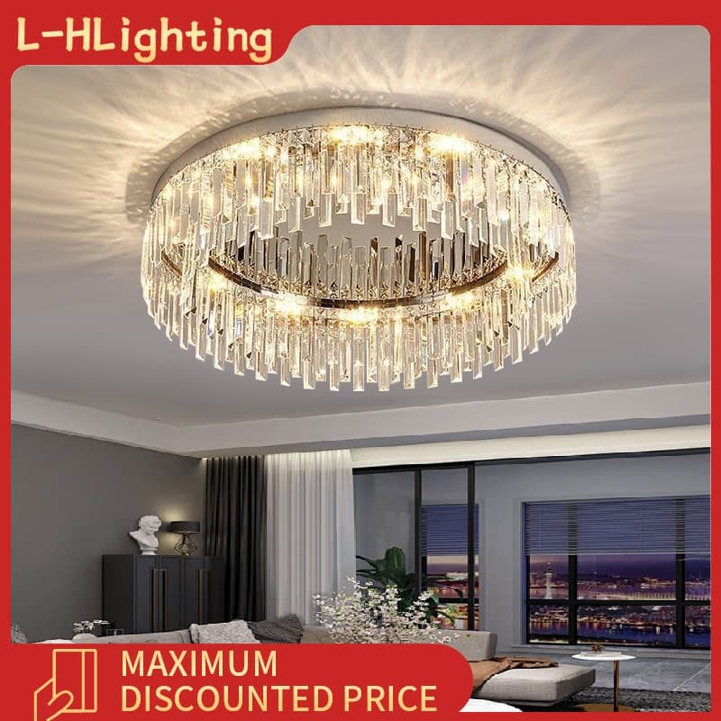 Lustre de cristal para sala de estar lâmpada para quarto doméstico lâmpada de teto para sala de jantar com teto baixo