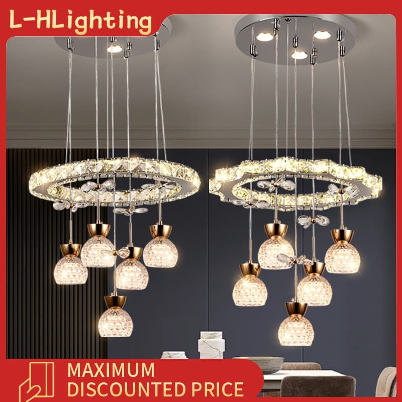 Lustre de cristal para bar de restaurante, luminária moderna para quarto, luminária luxuosa para sala de estar