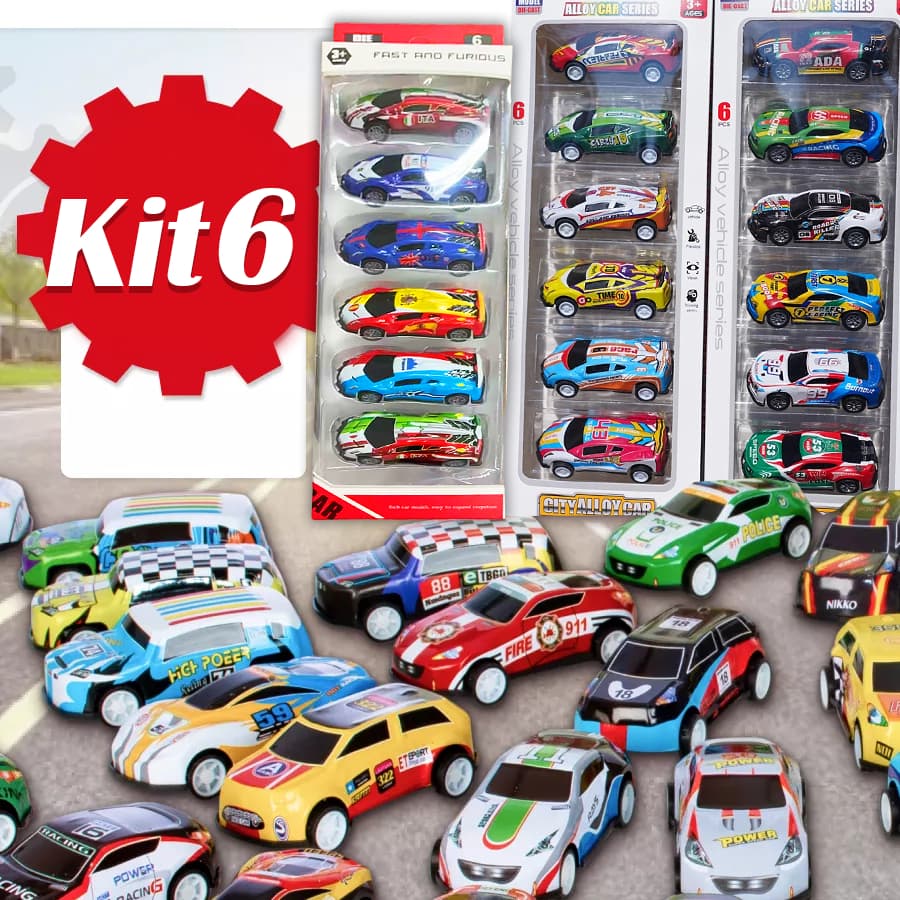 kit6 Carrinho de metal Estilo Hot Wheels Miniaturas Colecionáveis Hot Cars 6 Peças
