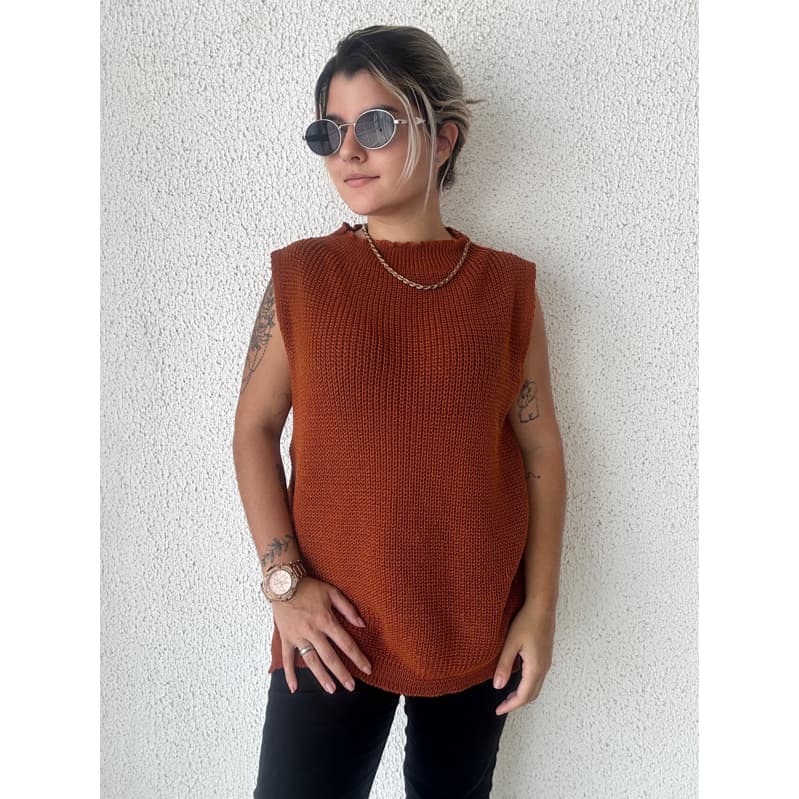 Colete Feminino Fang Tricô Outono Inverno Tricot Versátil