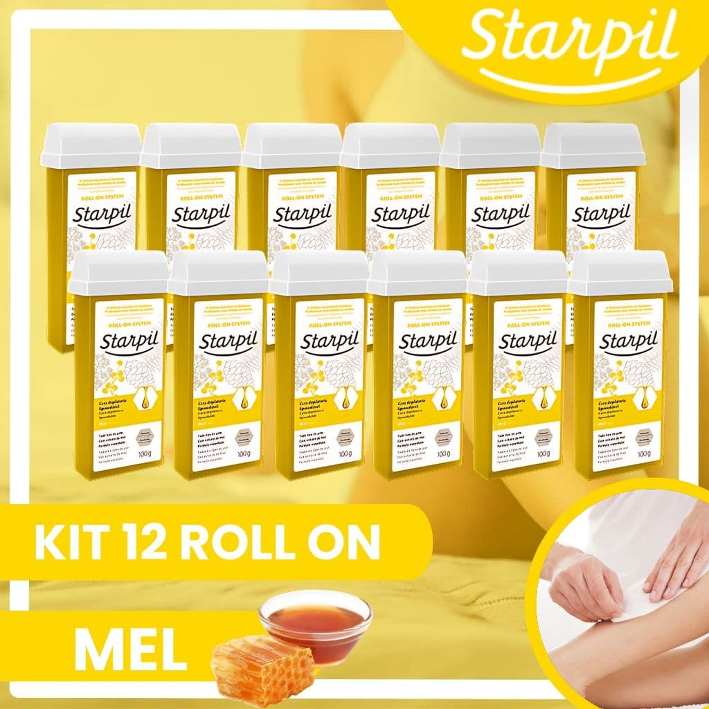 Kit Cera Depilatória Clássica Mel Roll-on 100g Starpil Cera Quente Refil