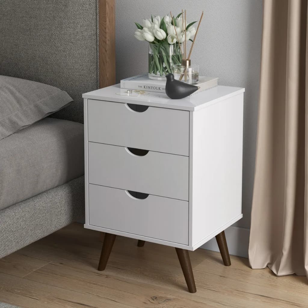 Mesa de Cabeceira Grécia Plus 3 Gavetas Retrô 65cm