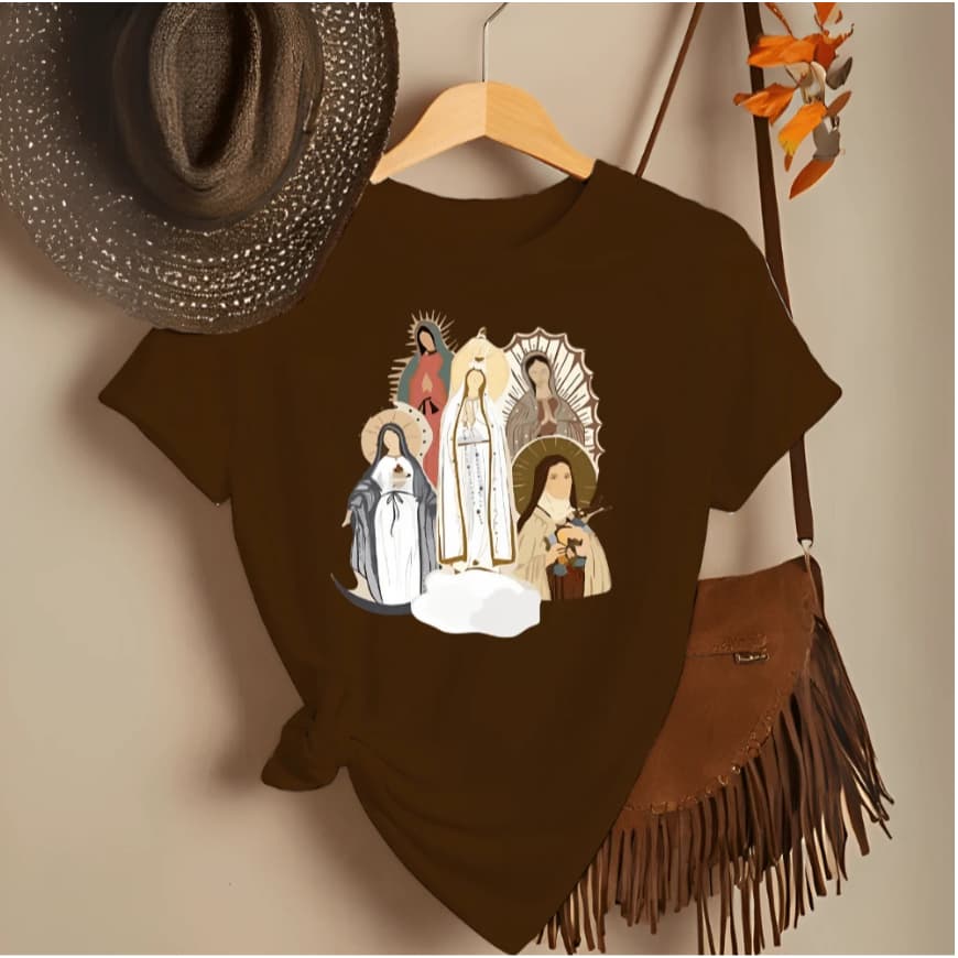 Camiseta Blusinha Básica Feminina Católica Santa Moda Religiosa Tendência T-Shirt Envio Imediato