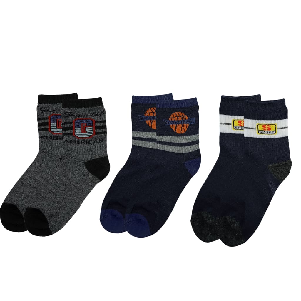Kit 3 - 6 - 9 e 12 Pares de Meias Infantil para Meninos Estampadas com Cano Médio Tecido Confortável e de Qualidade
