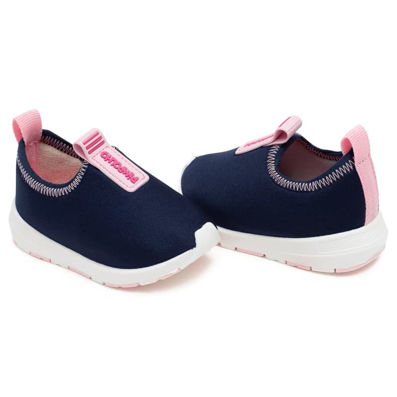 Tênis Infantil Pimpolho Bebê Menina Marinho/Rosa Conforto Solado Emborrachado Feminino