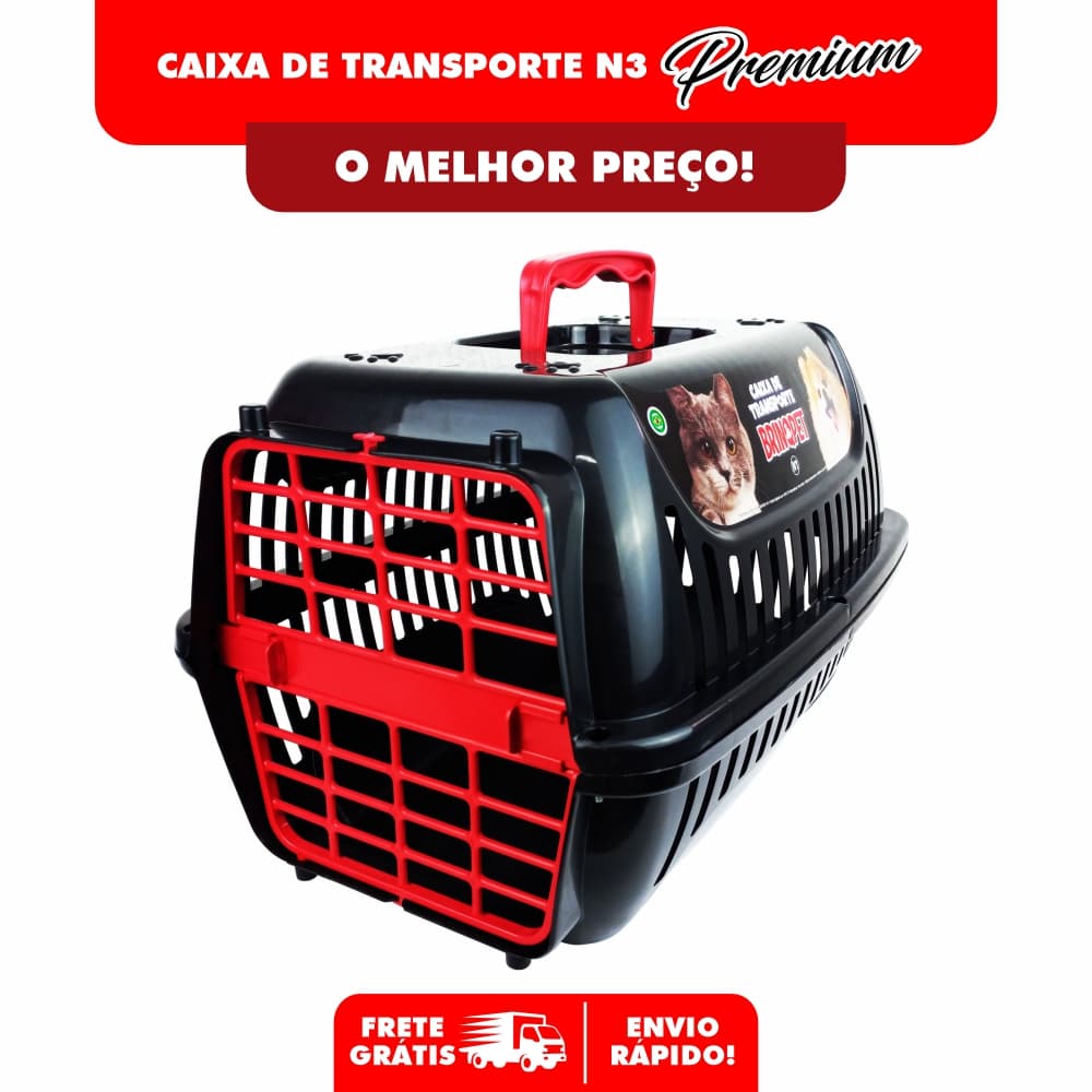 Caixa de Transporte N3 para cachorro gatos hamister e coelho Premium - Brinqpet e  Comedouro