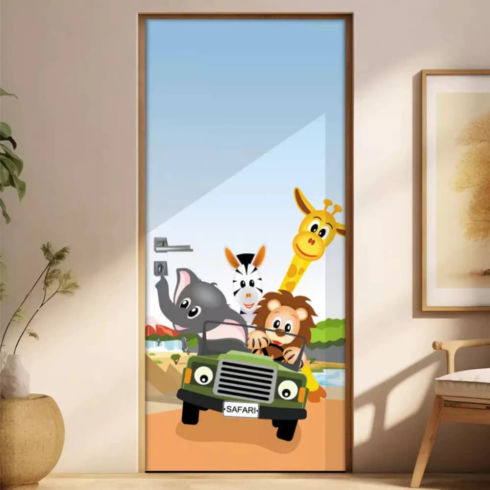 Adesivo Para Porta Infantil Safari Animais