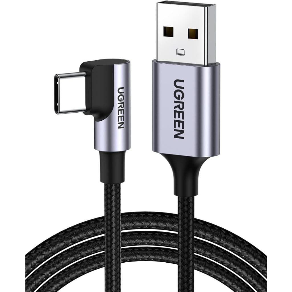 Ugreen - Cabo USB C 90° 3A Carregamento Rápido – Compatível com iPhone 15/16, Galaxy, iPad, Switch
