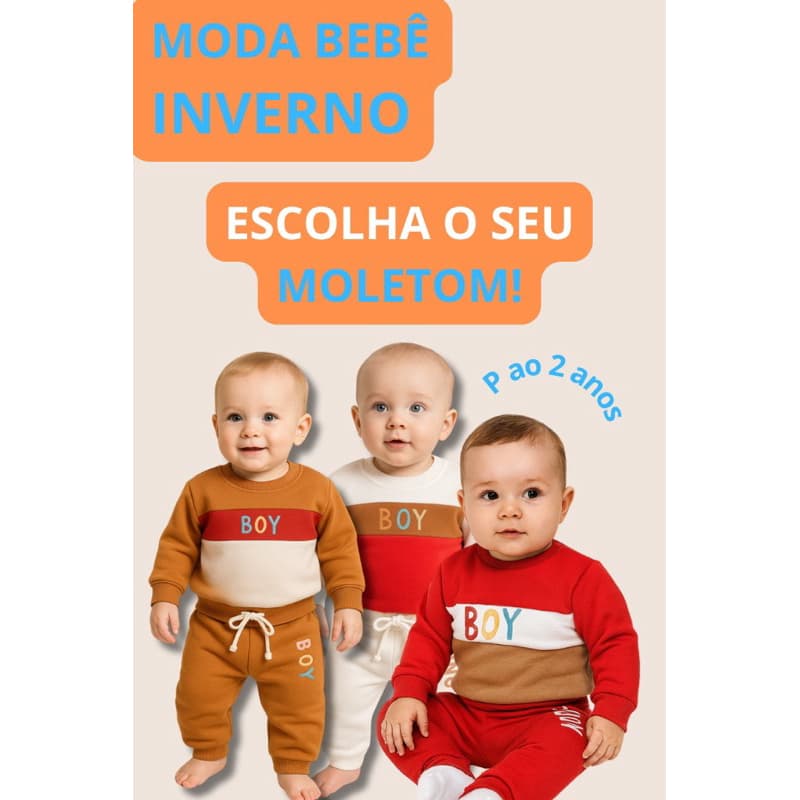 Conjunto Bebê Unissex Moletom Algodão Inverno | RN ao 2 Anos Estampa Fofa