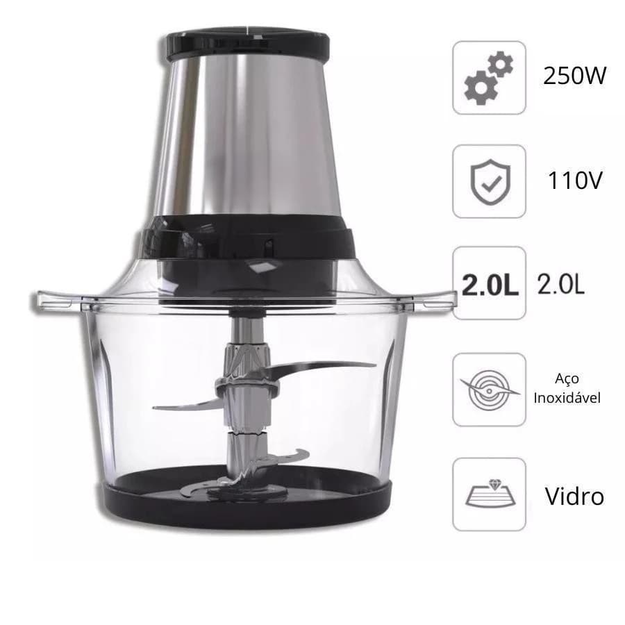 Mini Processador De Alimentos 2l Tritura Processa 110v 250w