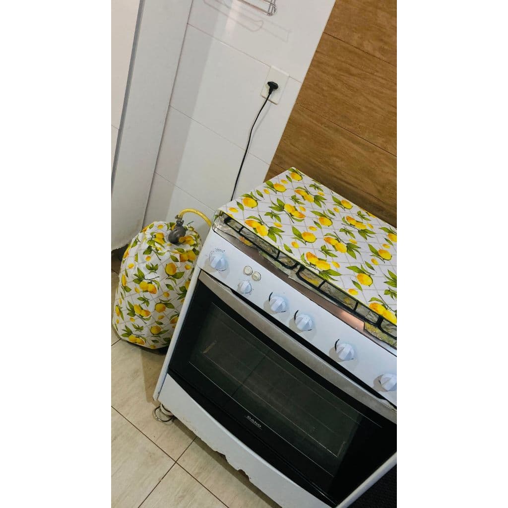 KIT PANO DE FOGÃO + CAPA DE BOTIJÃO. COZINHA. DECORAÇÃO DE COZINHA. CUIDADOS COM SUA COZINHA.