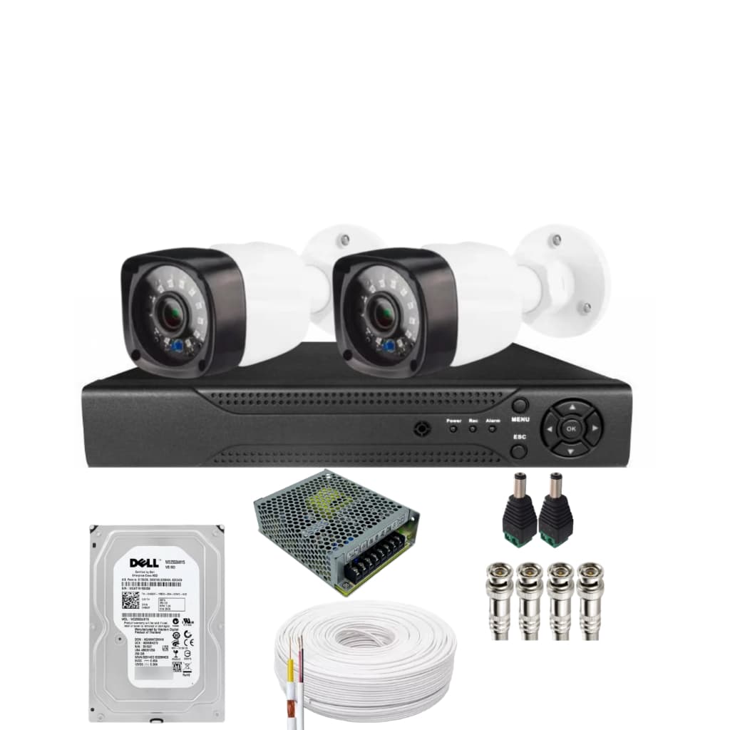 Kit 2 Câmeras de Segurança Híbridas 1080p 2 Megapixel + DVR 4 Canais Com Acesso à Internet