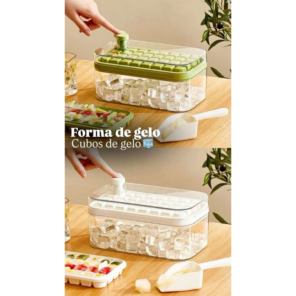 Bandeja Dupla de Gelo Com Tampa Forma Cubo Balde Triturador Silicone Fazer Armazenar Gelar Refrescar