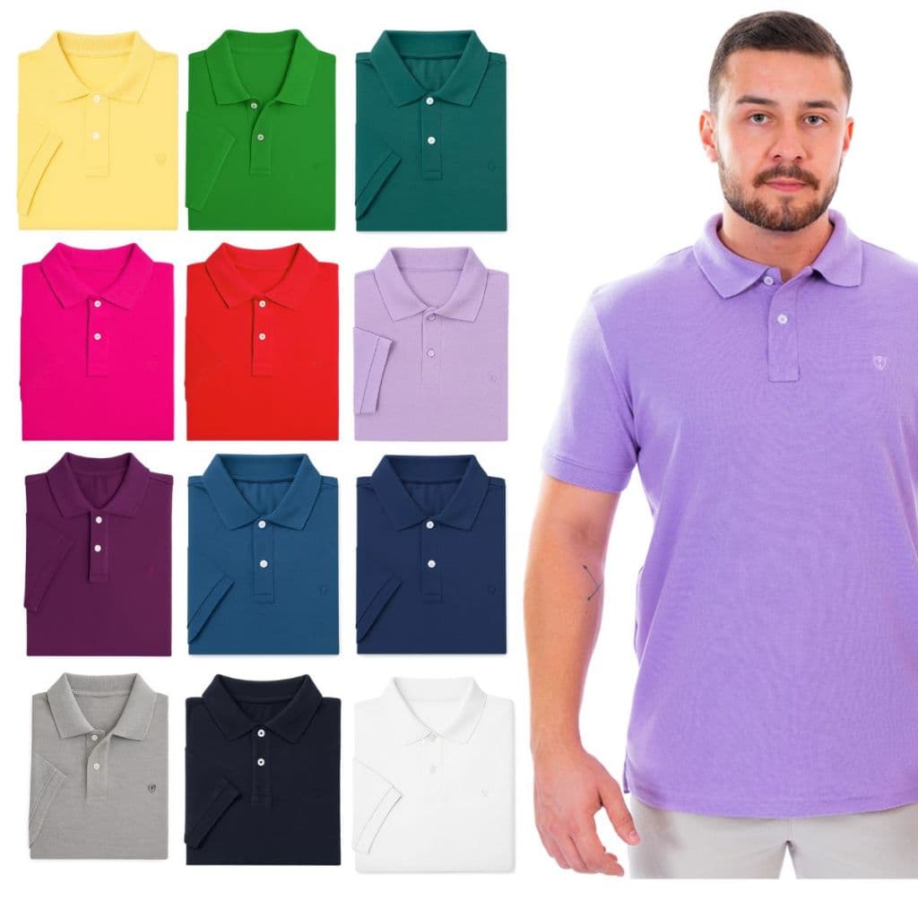Kit 2 Camisas Polo Piquet Masculina Algodão Premium Conforto Total Pronta Entrega