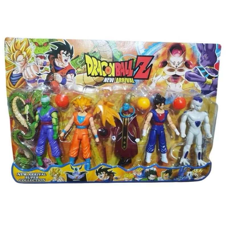Kit 5 Bonecos Dragon Ball Articulado 15 Cm. Whis, Son Gohan, Son Goku, Piccolo, Freeza