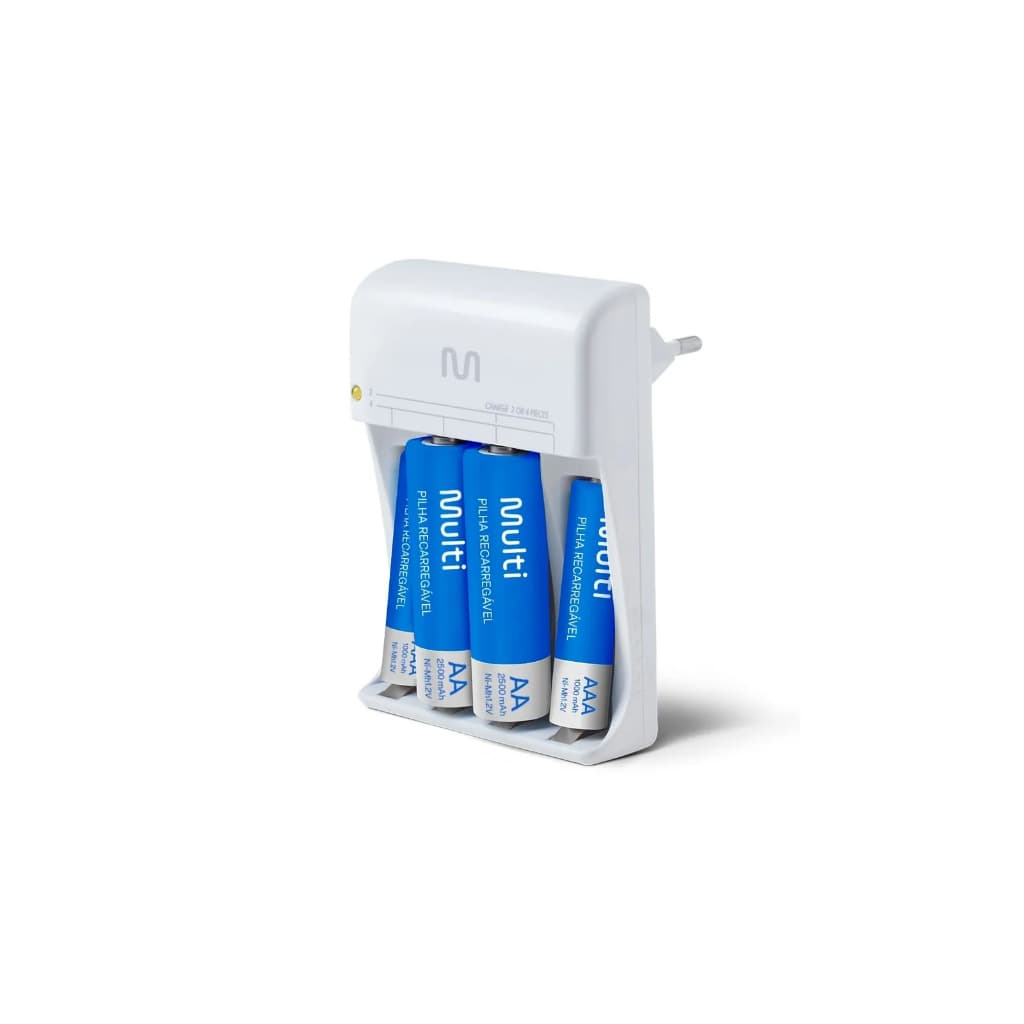 Carregador de Pilhas Multilaser AA/AAA + 2 Pilhas AA 2500Mah + 2 Pilhas AAA 1000Mah - CB045  801