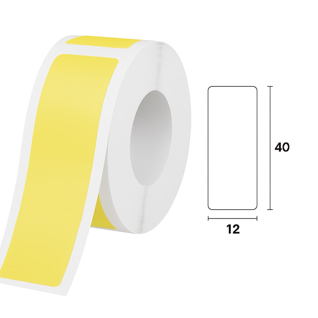 1 Rolo De Etiquetas Térmica Amarela Niimbot D110 D101 D11 (160pçs) 12x40mm A prova de água Sem tinta