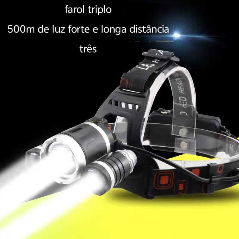 Lanterna Tática de Cabeça Cree T6 3 Modos Super Brilho para Mergulho e Camping