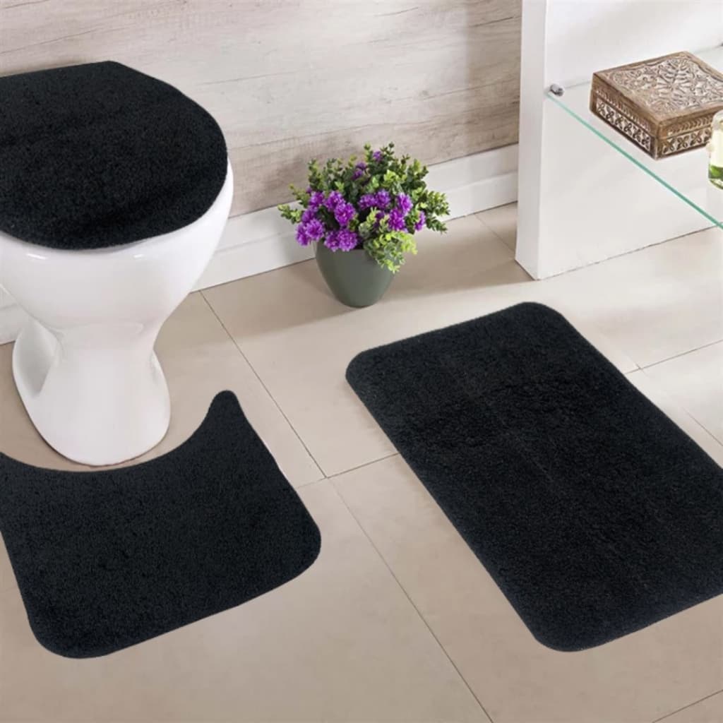Kit Jogo de Tapete de Banheiro 3 Peças Pelo Baixo