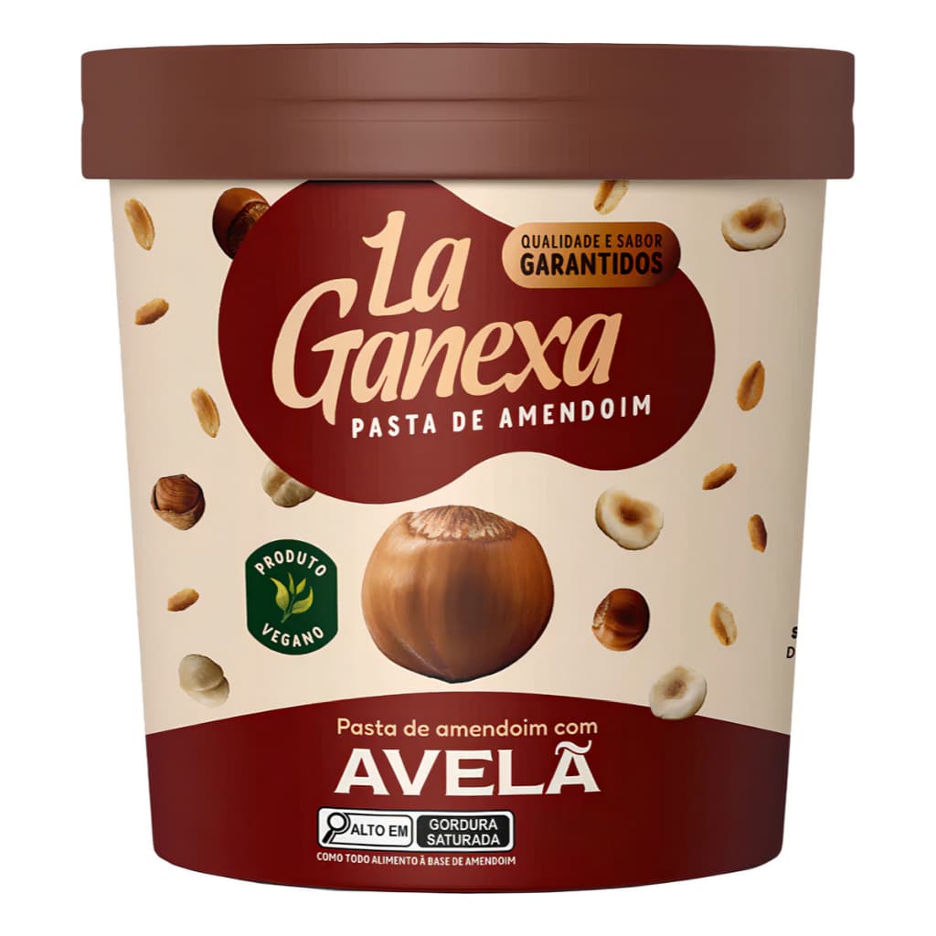 Pasta de Amendoim La Ganexa Sabor Avelã Vegana Fitness  Zero Açucar zero Glúten Zero Lactose
