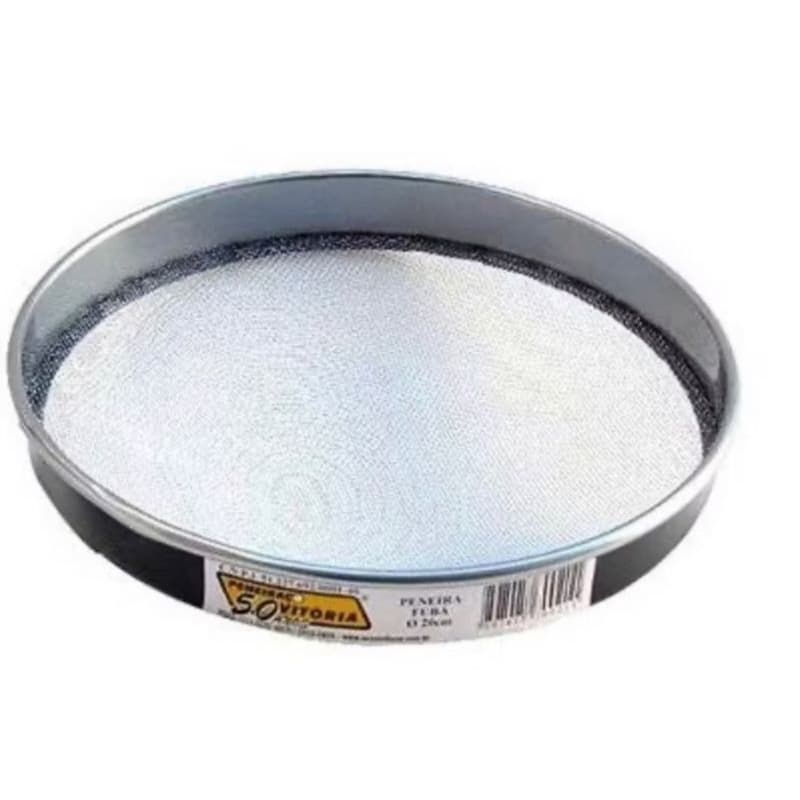 Peneira para fuba tapioca farinha 30cm de aço tela trancada