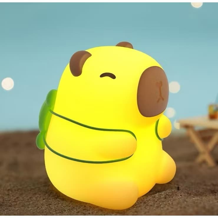 Lâmpada De Capivara COLORFALLC,silicone de LED recarregável Capivara fofosRecarga USB Com Luz Noturna Apontador De Lápis