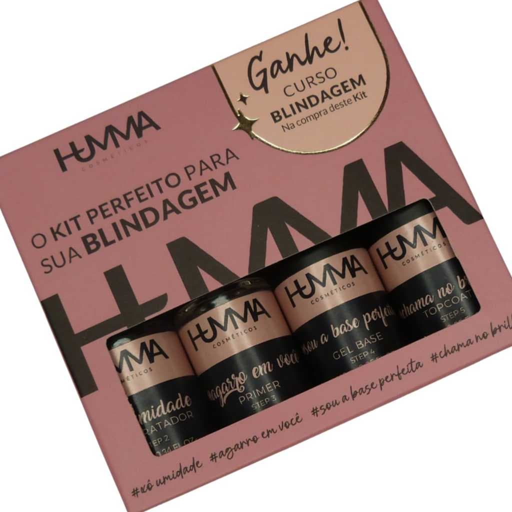 kit Blindagem Humma Nails Designer Unha Prep Desidratador Primer Top Coat Gel Base SEM TPO HEMA FREE