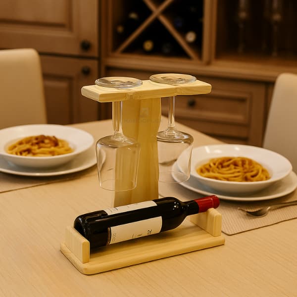 Suporte para Vinho e Taças - Dia dos Namorados