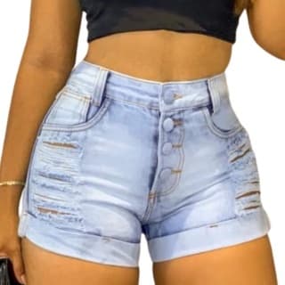 Short Jeans Feminino Cintura Alta Detonado – Modelagem Confortável, Levanta Bumbum, Pronta Entrega