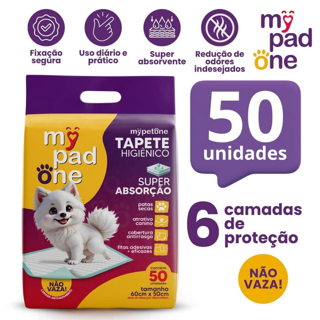 Tapete Higiênico 50 Unidades para Cachorro My Pad One 50x60 cm