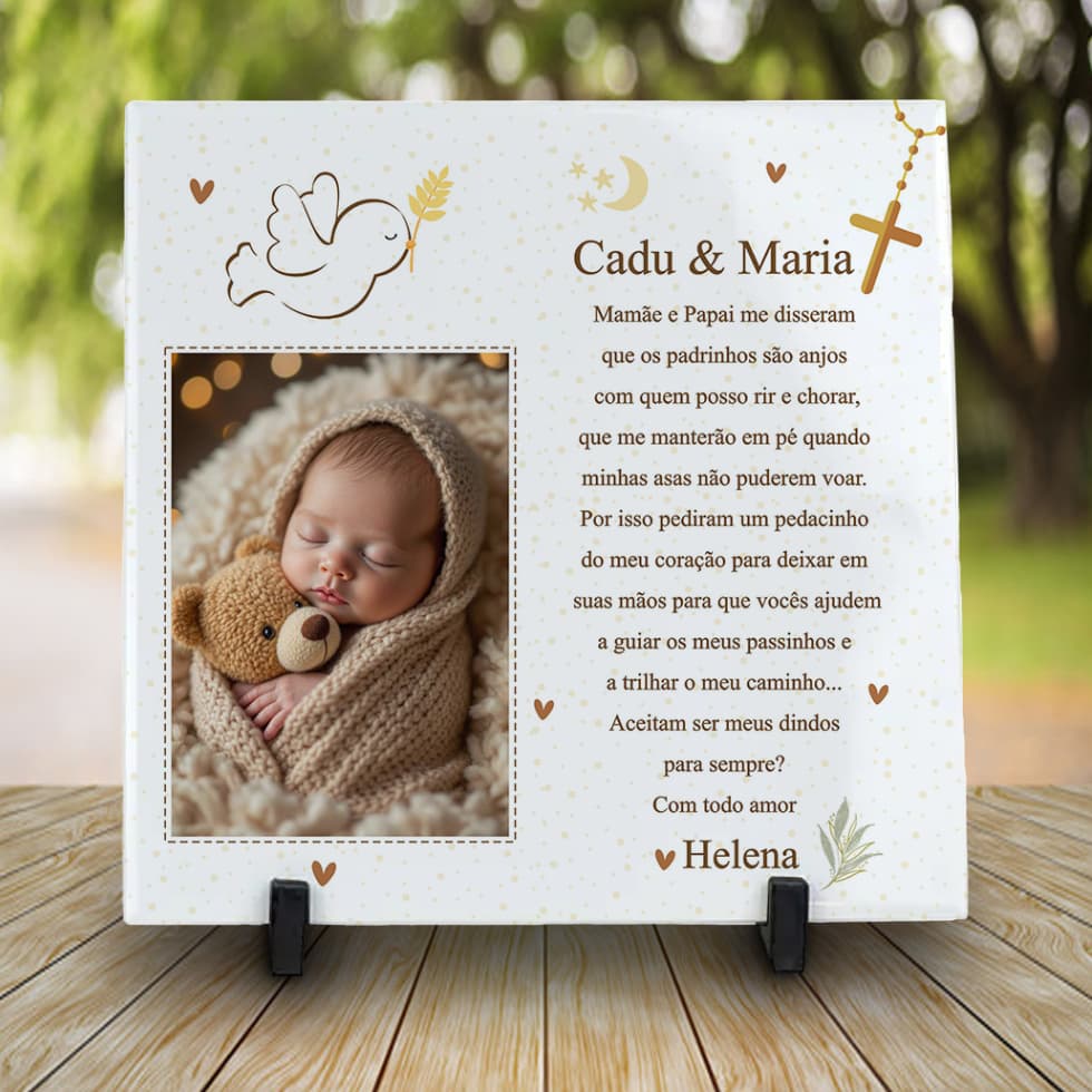 Azulejo Personalizado Convite para Dindos/Padrinhos
