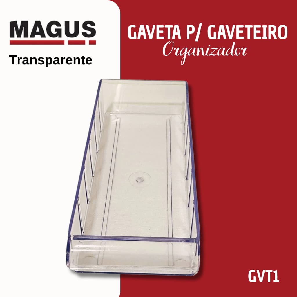Gaveta Avulsa Cristal GTA1 Para Gaveteiro Organizador Multiuso MAGUS – Compatível com 7 Modelos