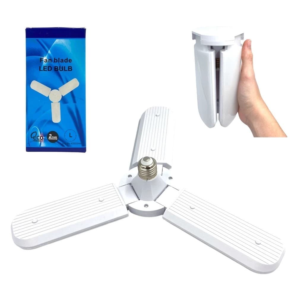 Lâmpada Bulbo LED Pétalas 45W Dobrável Ajustável Multi-Ângulos Luminária Fan Blade de 3 Folhas Bivolt