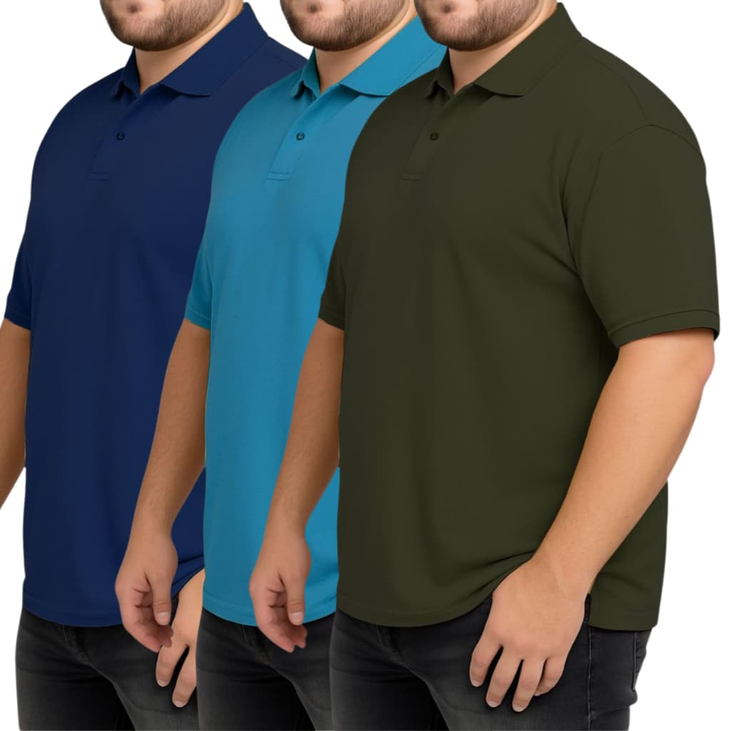 Kit 3 Camisas Polo Plus Size Masculinas G1 G2 G3 – Conforto e Estilo para Revenda ou Presente