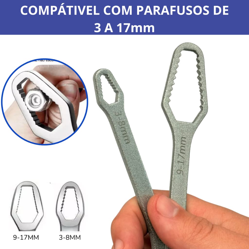 Chave Boca Aço Universal 3 a 17mm Cabeça Dupla Ferramenta Resistente Multifuncional envio imediato