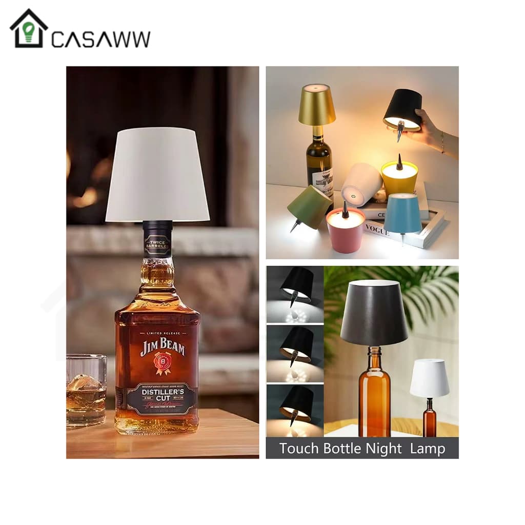 Luminária De Mesa Garrafa Bottle Light Abajur DIY LED RGB 3500K 4500K 6500K Preto Durado Branco