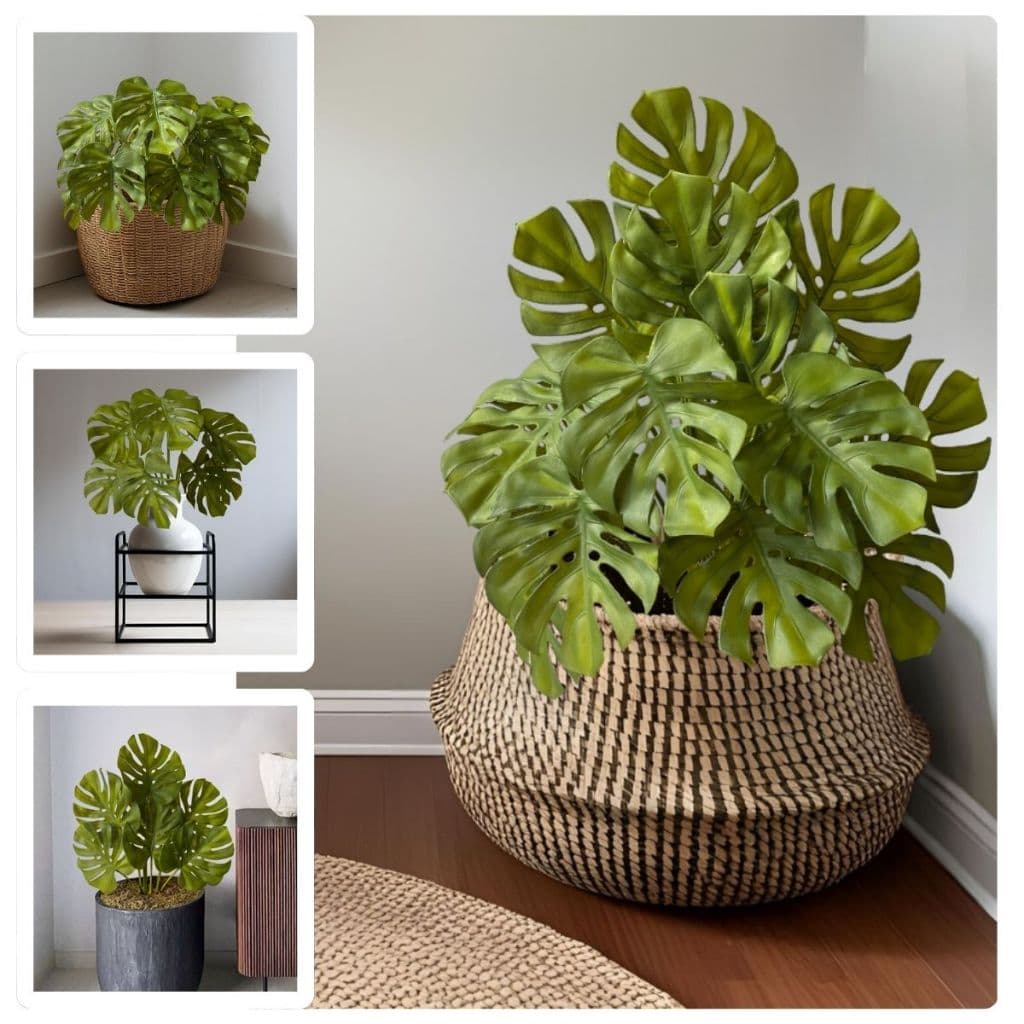 Planta Artificial Costela de Adão 65cm Mini Árvore Realista Para Decoração de Vaso e Arranjo